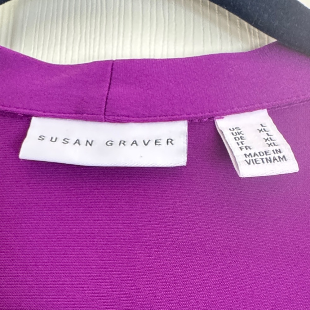 Susan Graver Liquid Knit 3/4 Sleeve Cardigan - Deep Purple - L - Picture 4 of 5